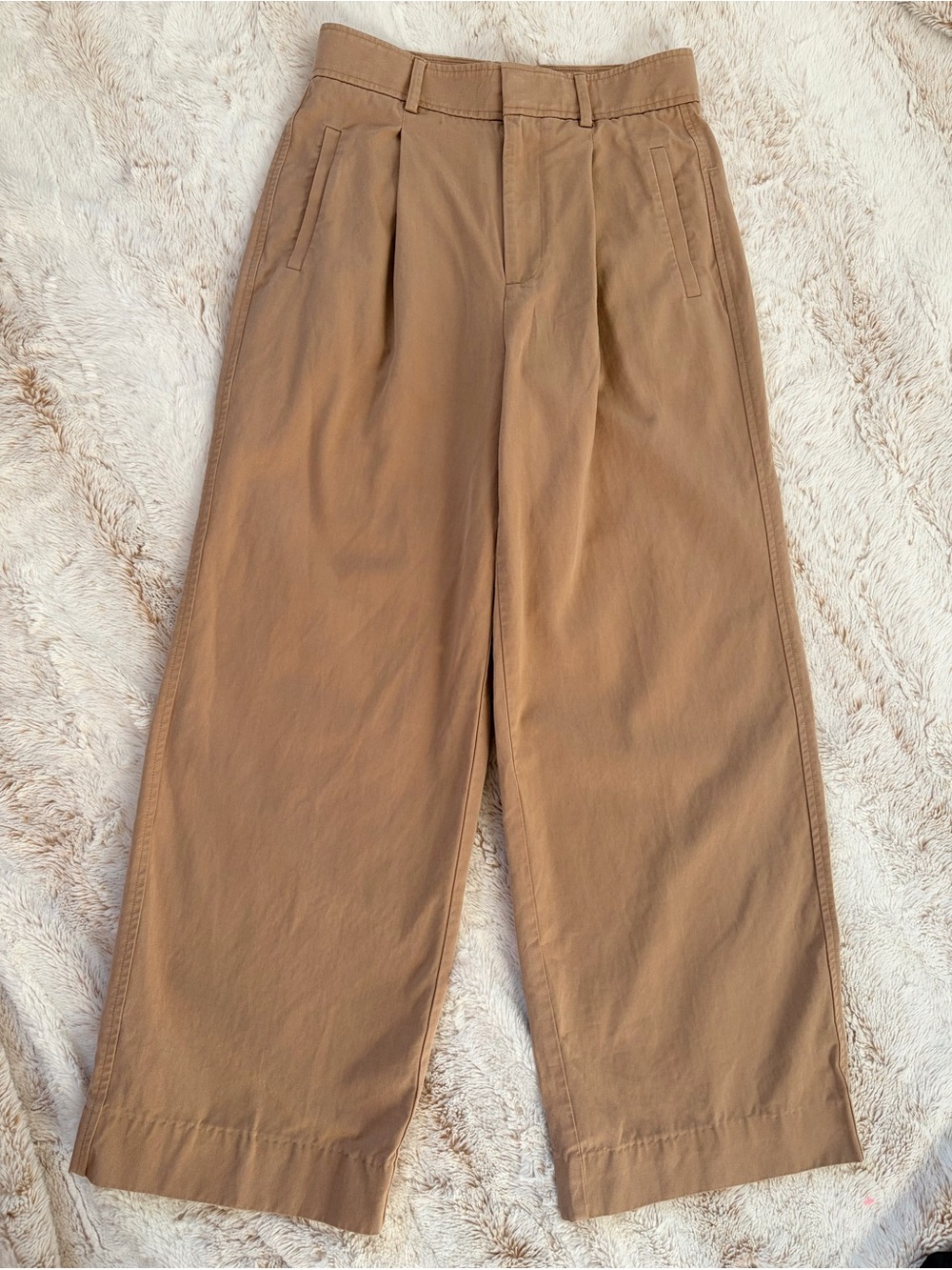 ✨ Everlane Wide Leg Crop Pants Camel Tan High Rise Pleated Trouser Quiet Luxury